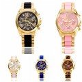 fashion geneva luxury gold plated watch stainless steel case back women ladies quartz wrist watch